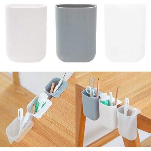 Desktop Pen Holder Pasteable Hanging Storage Box Case Office School Desk Pencil Makeup Brush Stationery Organizer