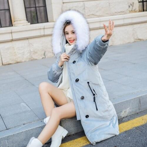 New Fashion Luxury Large Fur Collar High Quality Medium-Long Down Coat Female Thickening Womens Outerwear Female Jacket