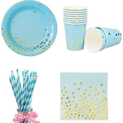 65pcs/set Happy Birthday Party Disposable Tableware Paper Plate Cup Napkin Straw Wedding Baby Shower Birthday Party Decoraiton