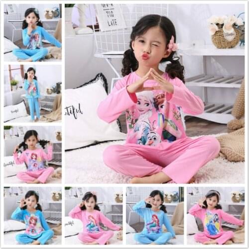 New Boys Girls Pajamas Frozen Anna Elsa Mickey Clothing Sets Kids Long Sleeve Cartoon Home Sleepwear Children Nightgown Suit