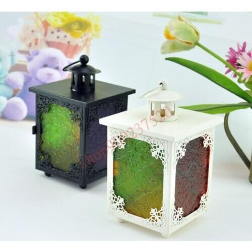 Mediterranean Moroccan Style, Iron art glass candlestick, wind lamp, Festival home decoration gift lamp