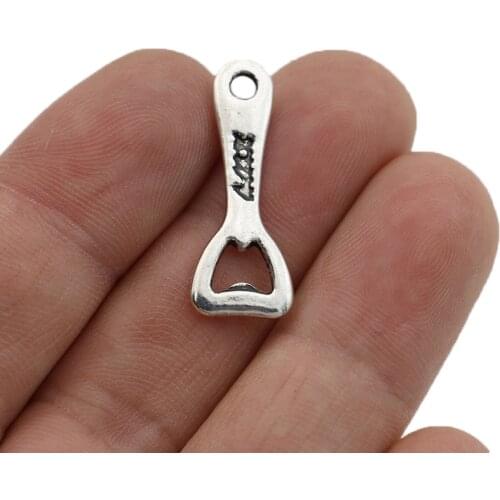 JAKONGO Beer Opener Charms Pendants for Jewelry Making Bracelet DIY Accessories 28x11mm 20pcs