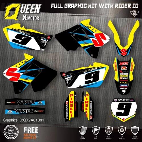 Queen X MOTOR Custom Team Graphics Decals Stickers Kit For SUZUKI Decal 2001-2012 RM125 250 001