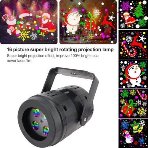 Christmas Projection Lamp Rotating Projector Projection Light Snowflake Elk Lamp 16 Picture Indoor Table Lamp Weddings KTV Bar
