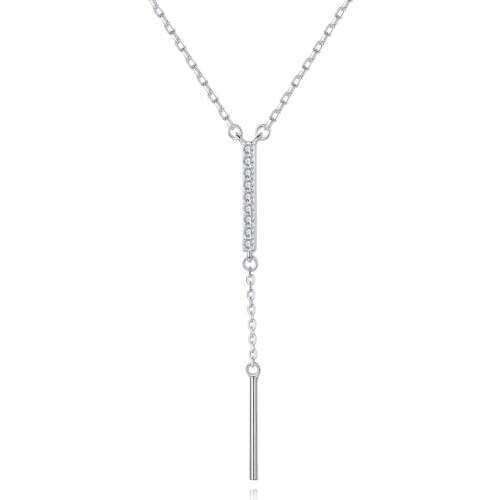 Silver Bar Pendants Choker Necklaces 925 Sterling Silver Pendants Necklaces with Cubic Zirconia