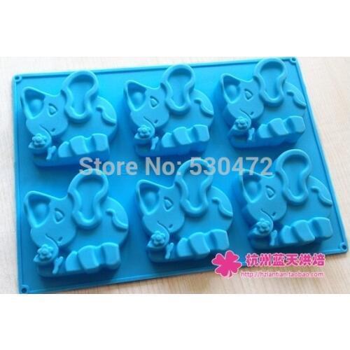 6 hole Elephant baby Silicone Cake Mould ,Chocolate molds kitchen tools