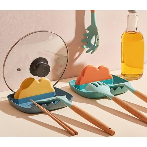 Silicone Utensil Heat-Resistant Spoon Rest Kitchen Counter with Drip Pad Kitchen Cloud Shape No Mess Rack Pot Lid Cooking Holder