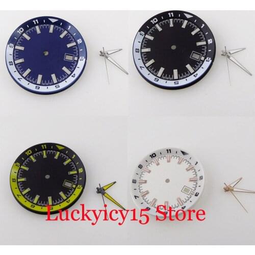 Steel Sterile 33.6mm Watch Dial Date Window fit NH35A Movement Green Luminous Hand