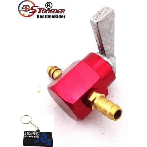 STONEDER CNC 6mm 1/4'' Gas Petrol Fuel Tap Inline Petcock Tank Valve Switch For Motorcycle ATV Quad Pit Dirt Motor Bike Red