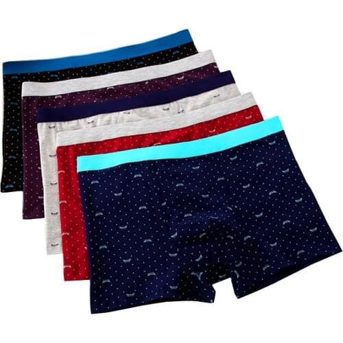 4pcs/lot Mens Underpants Boxer Man Underwear Print Boxershorts Men Cotton Panties Shorts Large Size 7XL Mens Underware