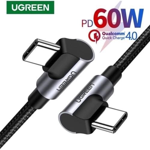 Ugreen 60W USB Type C to USB C Cable for Samsung S20 Plus PD Quick Charge 4.0 Fast Charge Cable for Macbook Pro Data Wire Cord
