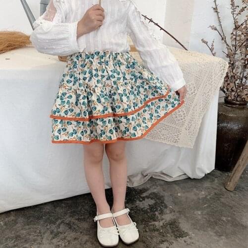 Spring 2021 Girls Skirt New Korean Floral Skirt Children Idyllic Style Skirt