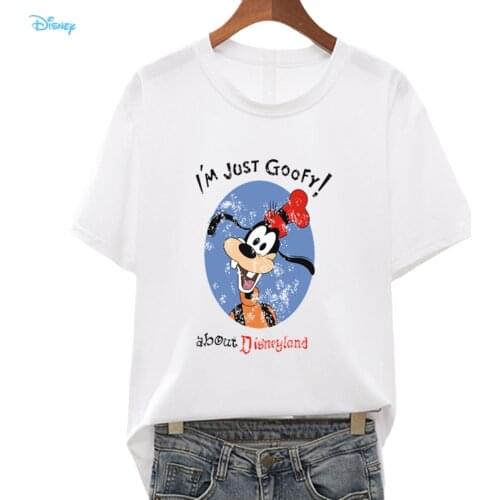 Disney Cartoon Print Letter Goofy Funny T-shirts Women Short Sleeve Loose Fashion Streetwear Woman Blouses 2021 Summer Y2K Tops