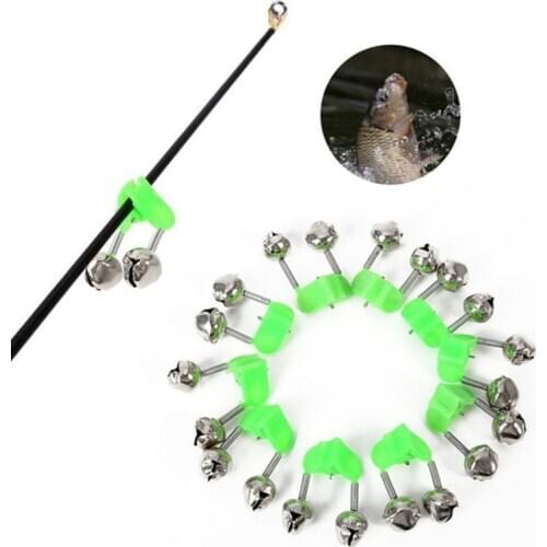 1Pcs Fishing Bite Alarms Fishing Rod Bell Rod Clamp Tip Clip Bells Ring Green ABS Fishing Accessory Outdoor Metal