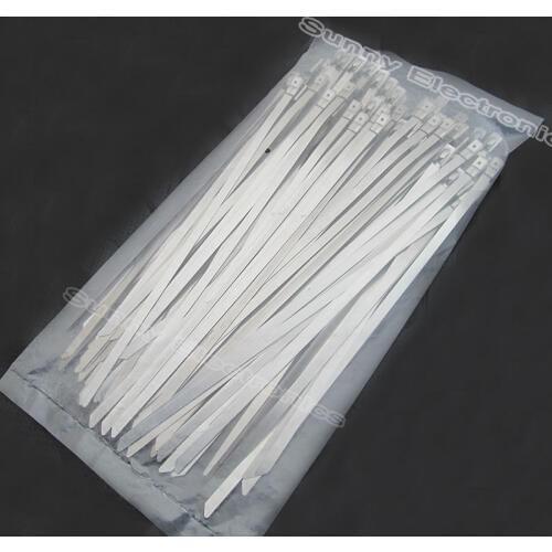 100pcs 4.6x200mm 8" 8 Inches 304 Stainless Steel Cable Zip Ties Exhaust Wrap Coated Locking