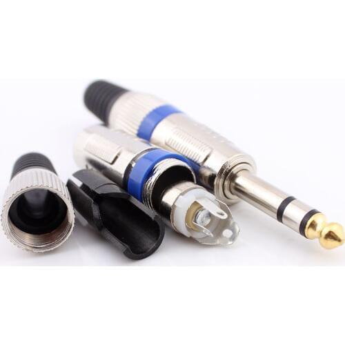 100pcs DIY 1/4" TRS 6.35mm 6.5mm Stereo Audio Plug Amplifier Microphone Plug wire solder type