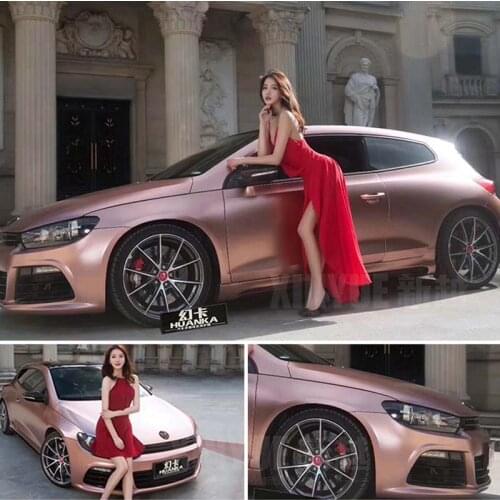 10x1.52M Mette Metallic Rose Gold Vinyl Wrap Car Body Sticker Decals Air Release Film PVC Wrapping Vinyl Roll