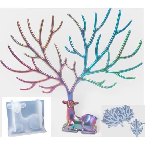 3D Antler Silicone Mold Resin Silicone Mould Handmade Tool DIY Epoxy Resin Christmas Molds Jewelry Storage Rack