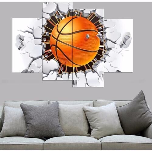 4 Pcs Modern Basketball Canvas Print Poster Bedroom wall art Canvas painting Wall Pictures For living room Modern Wall Painting