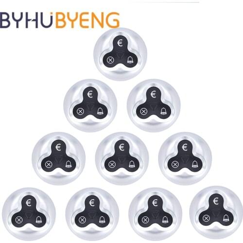 BYHUBYENG 10pcs Emergency Waiter Call Buttons Restaurant Alarm System Service De Table Transmitter Pagers Bell Wireless