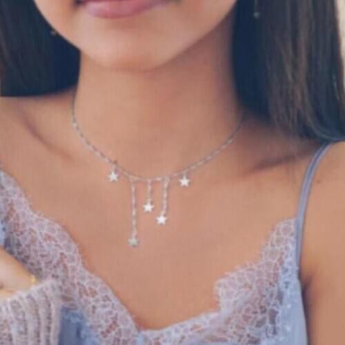 Tocona Elegant Gold Color Star Pendant Necklace Long Bohemia Simple Star Chain Choker Female Jewelry Gift bijouterie 8222