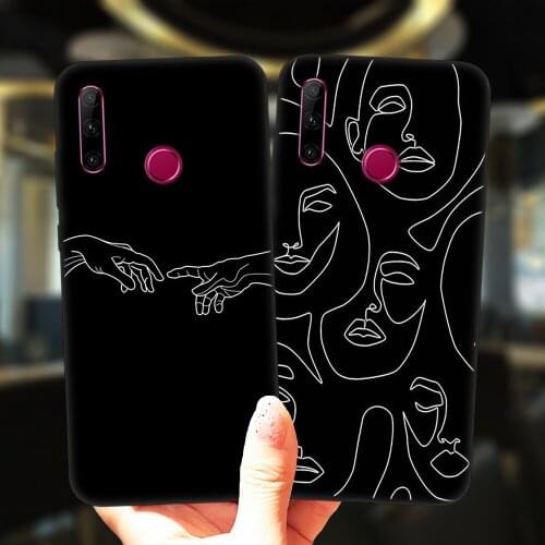 Mona Lisa David Girl Lines Art Black Phone Case For Huawei Honor 10i 20i 30i 9 10 20 30 10X Lite Pro 9X 8X Soft Silicone Cover