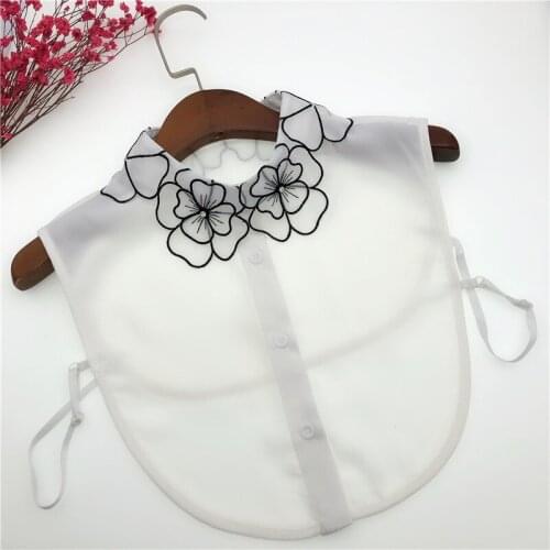 Floral White Fake Collar for Women Shirt Detachable Collar Vintage Kraagie Nep Vestido Tie Blouse Half Shirt False Collar