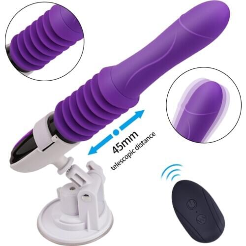 Low Noise For Orgasm Thrusting Dildo Vibrator Automatic G Spot Vibrator With Suction Cup Retractable Pussy Large Size Vibrator