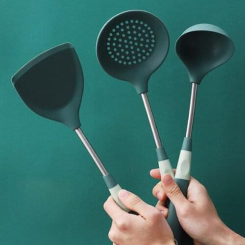 FANCITY Silicone spatula non-stick special shovel cooking shovel high temperature resistant stainless steel household cooking