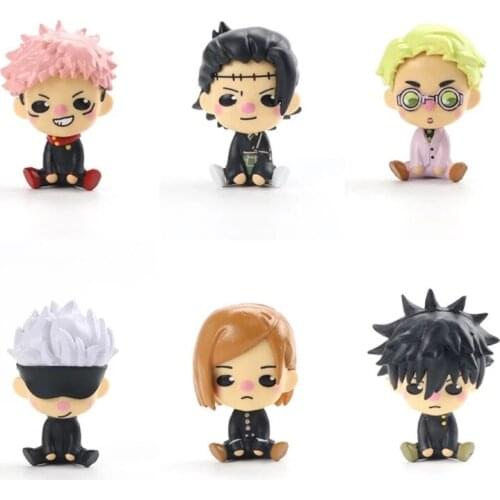 6Style/set 5-5.8CM Jujutsu Kaisen Ornaments Action Figure Gojo Satoru Yuji Itadori Megumi Sitting Action Figures PVC Model Toys
