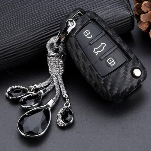 Fob Cover Case For Audi A3 8L 8P A4 B6 B7 B8 A6 C5 C6 4F RS3 Q3 Q7 TT Carbon Fiber Silica gel 3 Button Car Remote Key