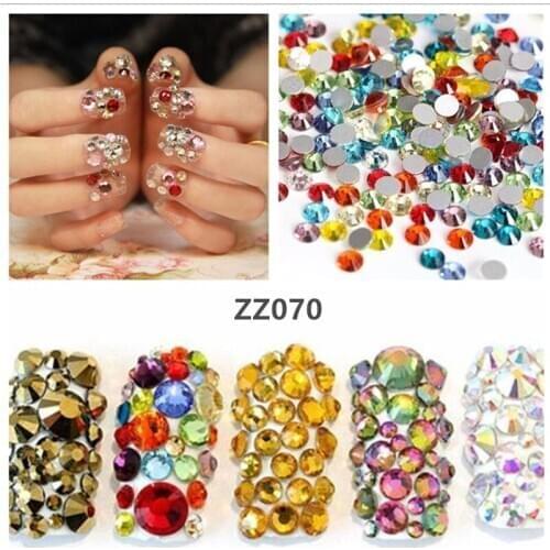 SS3-SS8 Nail drill rhinestone 35 colors fashion shine phone shell shoes decoration Crystal glass DIY flatback diamond ZZ070
