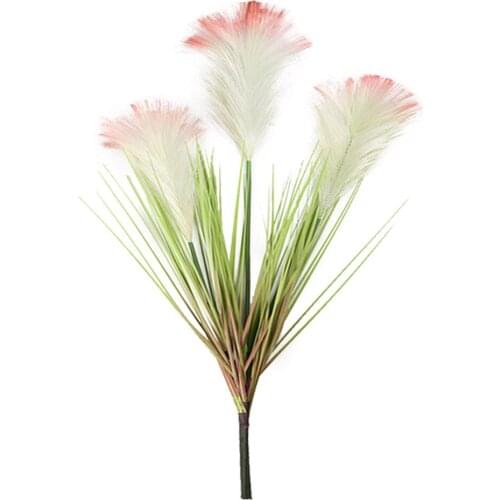 Artificial Onion Grass Silk Plant 3 Heads Single Reed Flowers 70cm Plastic+Wire Elegant Natural Home Office Wedding Decoration