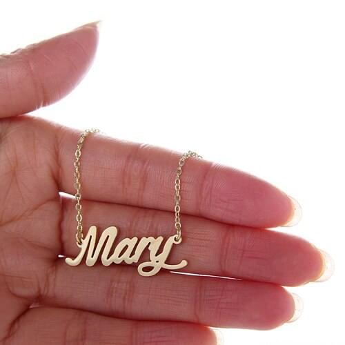 Dainty Script Design Mary Name Necklace for Women Nameplate Pendant Gold Color Stainless Steel Letter charm Jewelry gift NL2388