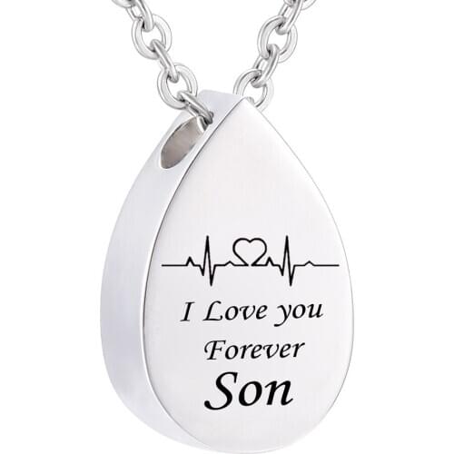 Water droplets Pendant Cremation Urn Jewelry Necklace with Funnel Filler Kit Ashes Keepsake Memorial- i love you forever