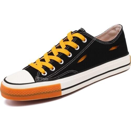 Men Casual Vulcanize Shoes Flat Fashion Lace Up Autumn Spring Canvas Sneakers Male Non-Slip Solid Breathable Comfortable