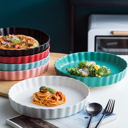 Simple European Style 10-inch Round Simple Meal Ceramic Plate Home Pasta Sushi Dumb Disc Hotel Western Food Plate