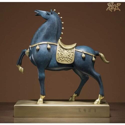 CHINA the Imperial Palace TANG Dynasty 5A Replica BRONZE Royal horse Sculpture Home company Good luck Success Talisman Ornament