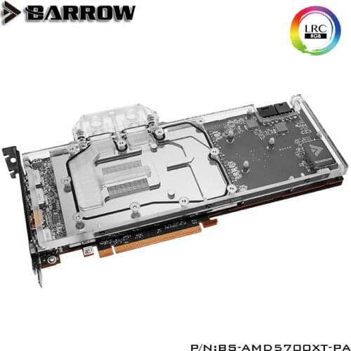 Barrow Full coverage GPU water block for VGA AMD Founder Edition RX5700XT, 5V ARGB 3PIN Motherboard AURA SYNC BS-AMD5700XT-PA