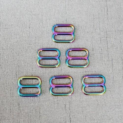 50 pcs Rainbow 15mm Metal Tri Glide Slide Adjusters use for DIY Bag Strap Buckles Leather Belt Craft Accessories