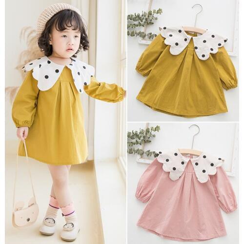 Baby Girl Cute Dress Childrens Clothing Kids Dresses for Girls 2019 Autumn New Baby Girl Long Sleeve Polka Dot Print Dresses