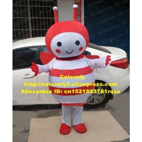Lovely Red Bee Honeybee Butterfly Mascot Costume Cartoon Character Mascotte Adult Red Wings Long Tentacle Plump Belly No.zz2801