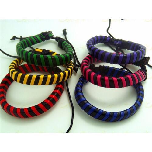 Wholesale 36 pcs Fashion Jewelry Soft LEATHER Hand-woven BRACELET 6 color mixture