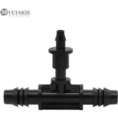 MUCIAKIE 50PCS Garden Hose Tee 1/4" To 3/8" Reducing Tee Barb 8/11 To The 4/7 Hose Removable Connector Irrigation Splitter Tool