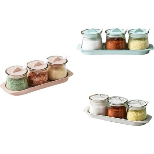 Kitchen Spice Jar Set With Lid Household Storage Box Salt Pepper Shaker Seasoning Jar Container