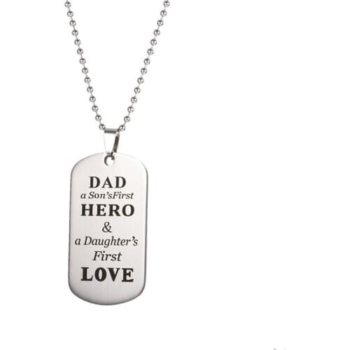 New fashion hot sale stainless necklace simple lettering DAD HERO LOVE tag white necklace trinket gift