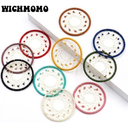 2020 New 2pcs/bag Hand-made Alloy Wire Acrylic Bead Dream Catcher Connector Charms for DIY Earrings Jewelry Accessories Making