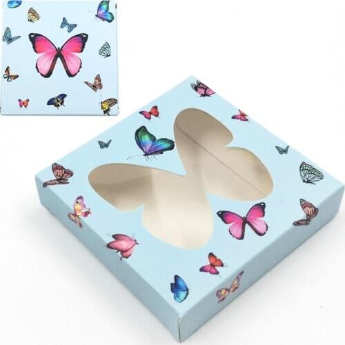 Newes 50/100pcs butterfly False Eyelash Packaging Box Wholesale 25mm long Carton Paper Packing Box Bulk Lashes Packaging