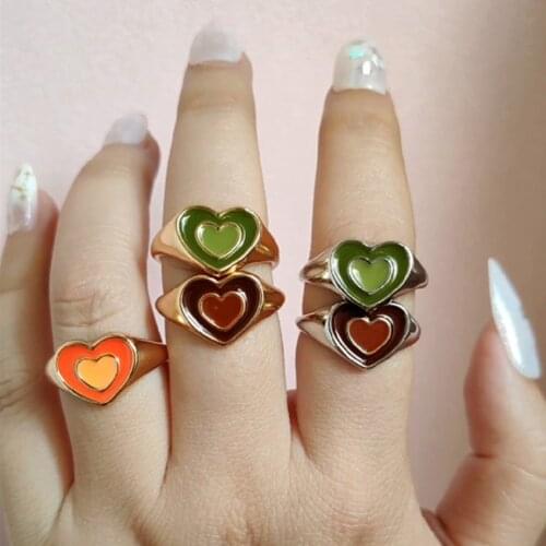 New ladies color peach heart opening adjustable ring glossy love ring peach heart ring exquisite fashion jewelry