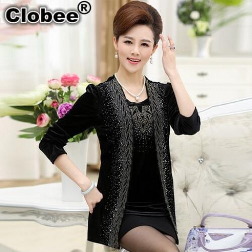 Autumn winter sweaters for middle age women sweter mujer 2019 invierno poncho plus size fake two piece knitting Tricot WD788